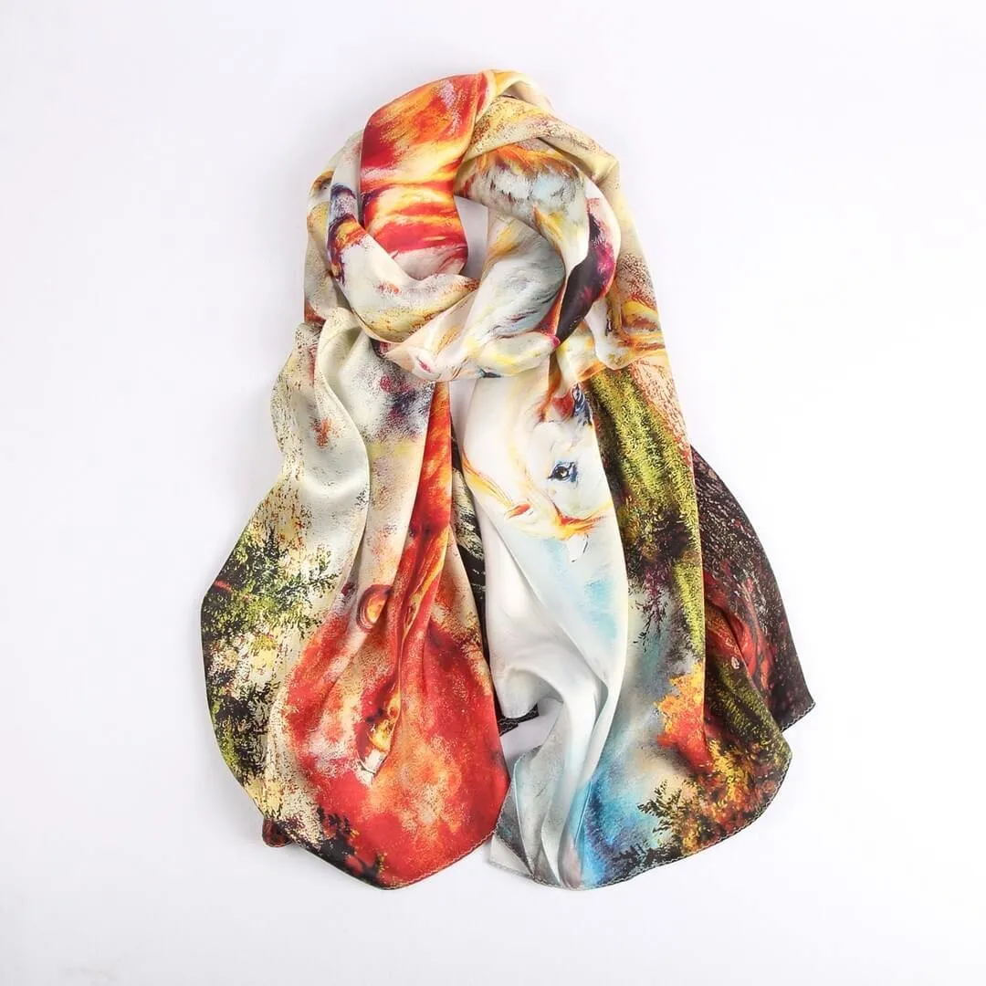 Blossom Range|Horse Racing Scarf|Multicolour|Long Silk Scarf