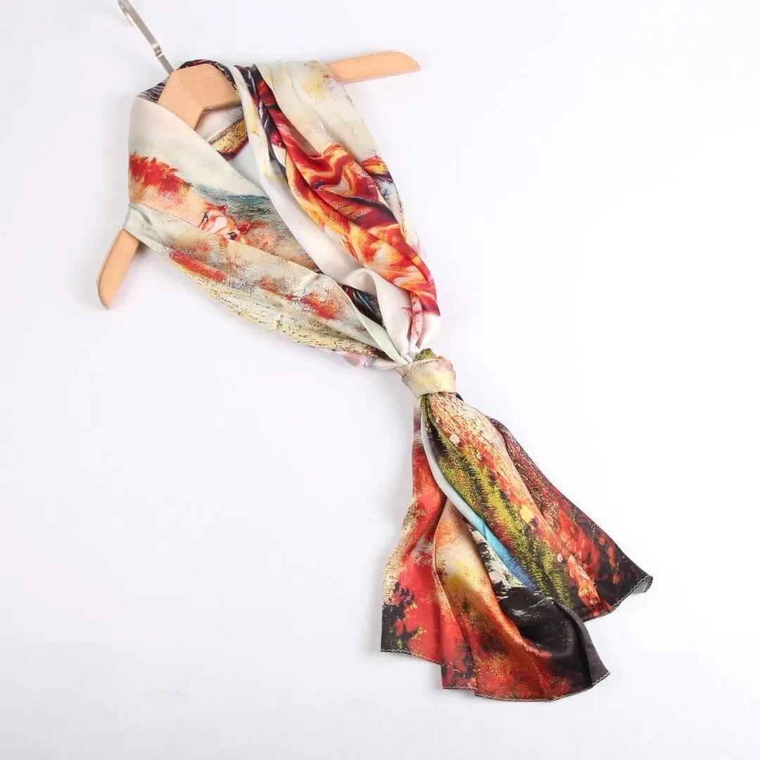 Blossom Range|Horse Racing Scarf|Multicolour|Long Silk Scarf