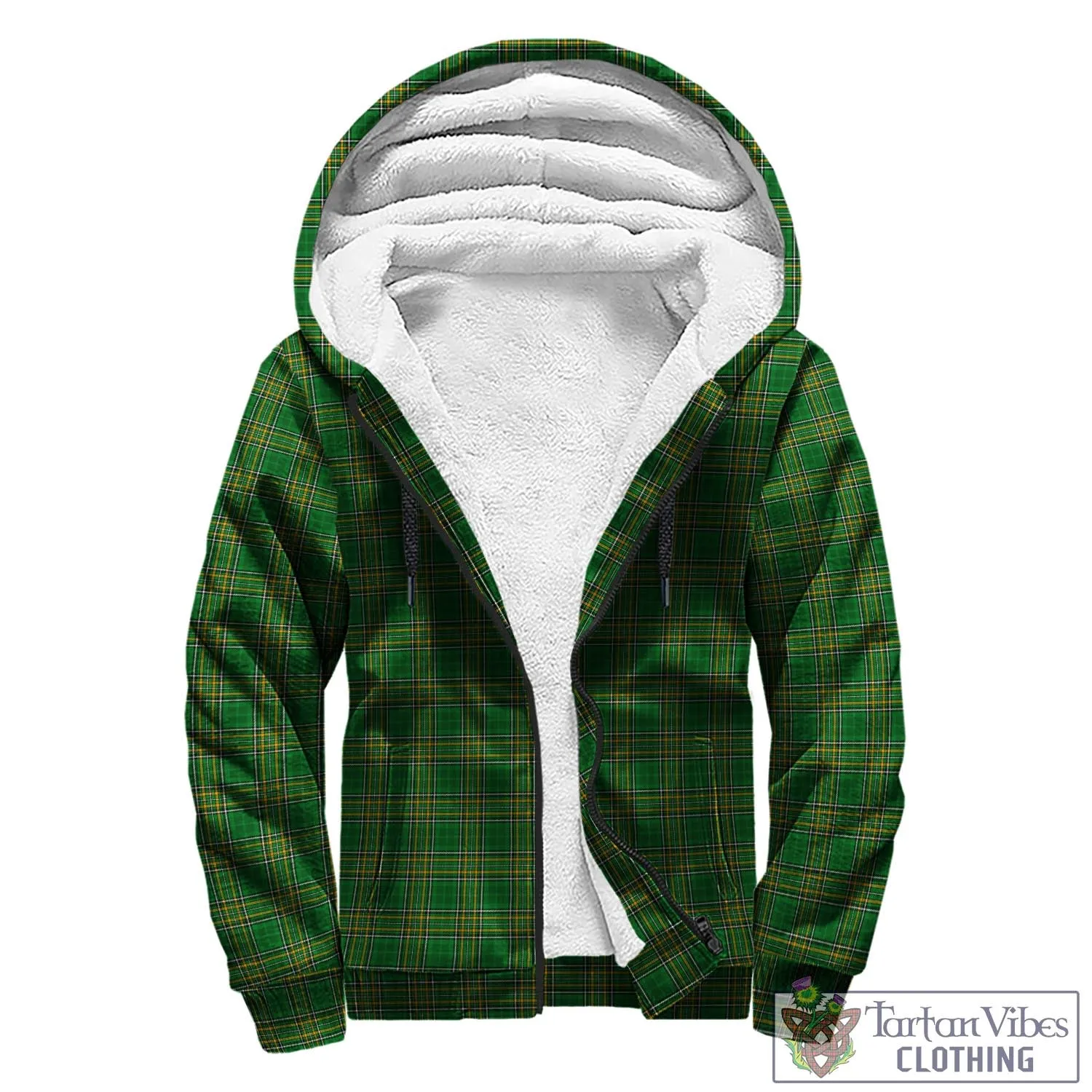 Brenock Irish Clan Tartan Sherpa Hoodie with Coat of Arms