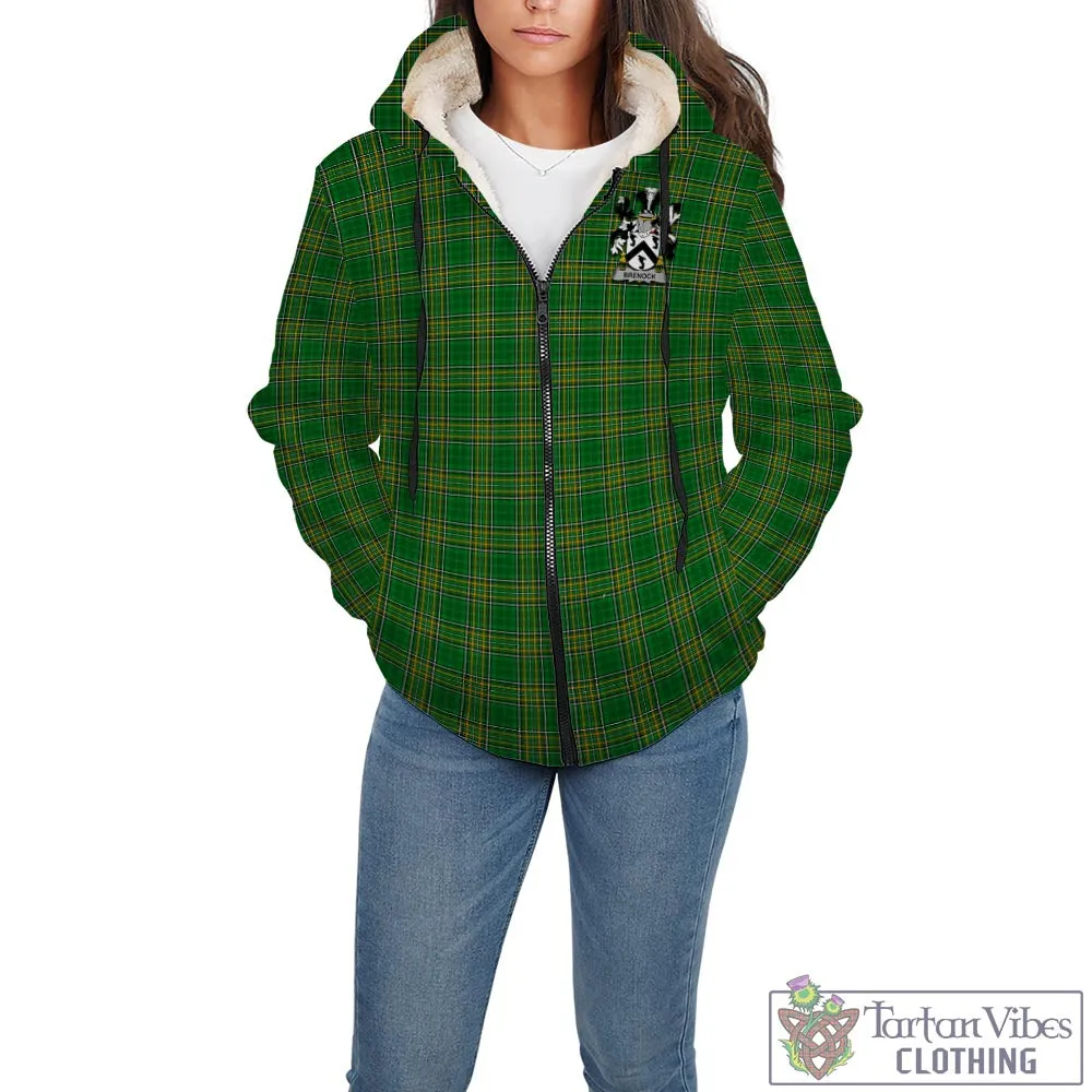 Brenock Irish Clan Tartan Sherpa Hoodie with Coat of Arms