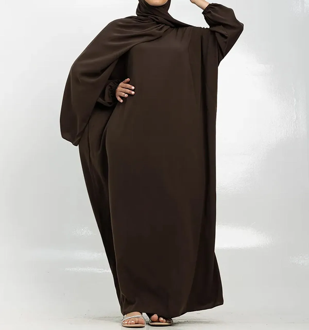 Brown Instant Hijab Abaya