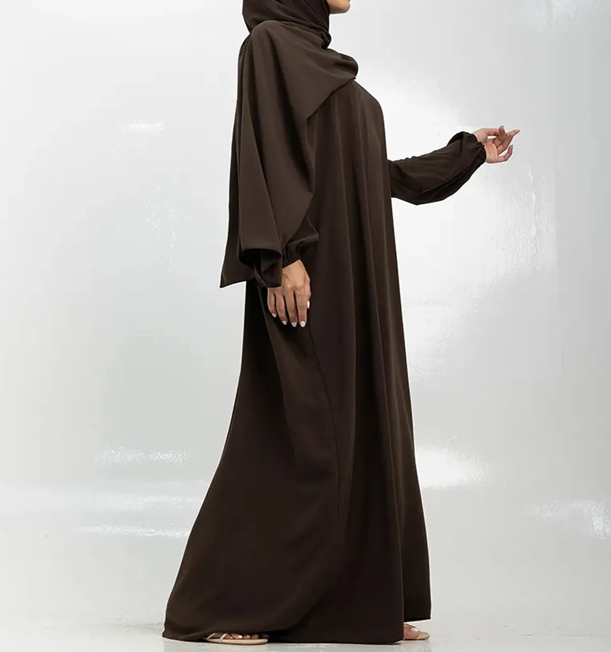 Brown Instant Hijab Abaya