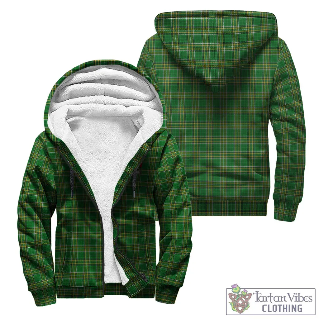 Burges Irish Clan Tartan Sherpa Hoodie with Coat of Arms