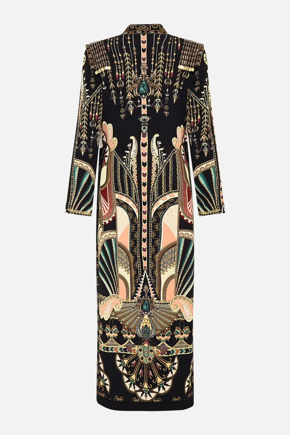 CAMILLA THEY CALL HER NEFERTARI HAND EMBELLISHED CROSS OVER COAT