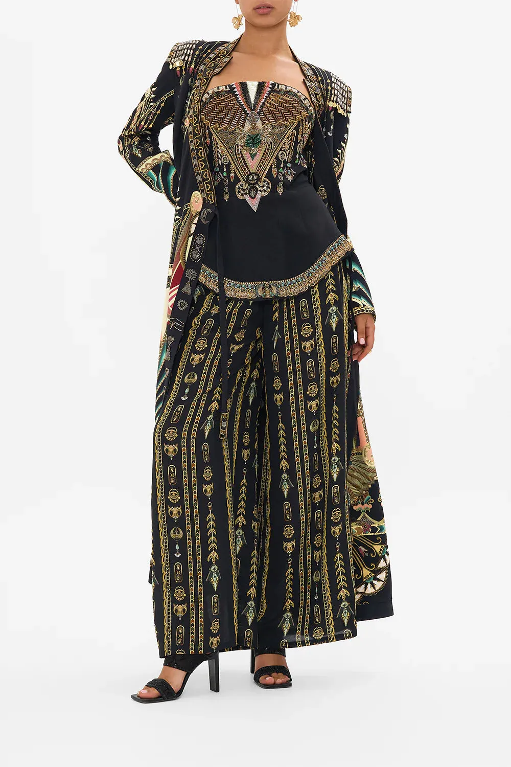 CAMILLA THEY CALL HER NEFERTARI HAND EMBELLISHED CROSS OVER COAT