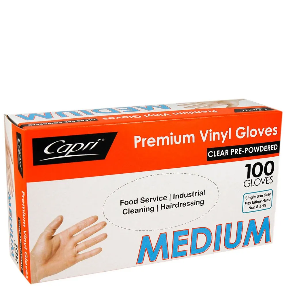 Capri Clear Vinyl Gloves Powdered Medium 1000pcs