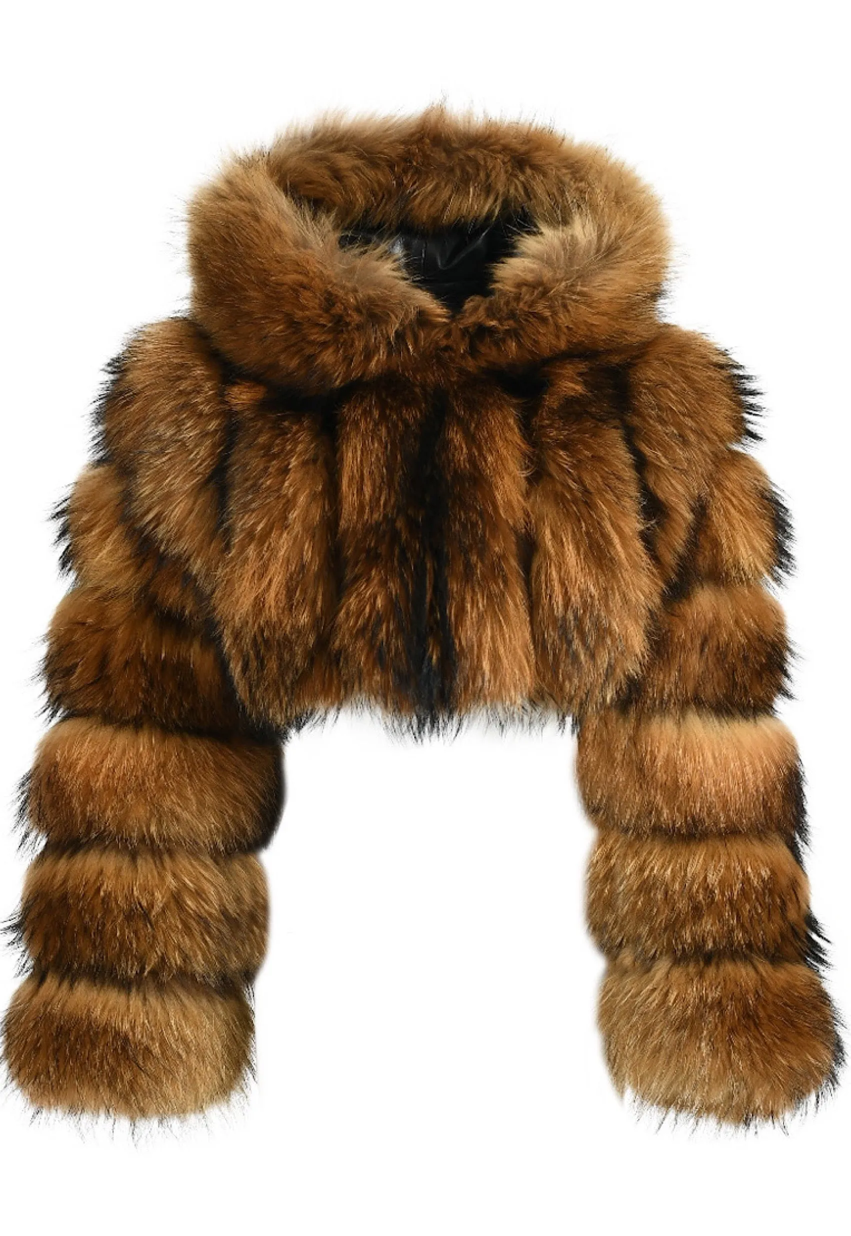 CARLINA Raccoon Hooded Fur Coat