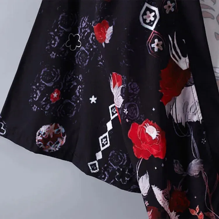 Cartoon Fox Mask Letter Print Kimono Outerwear