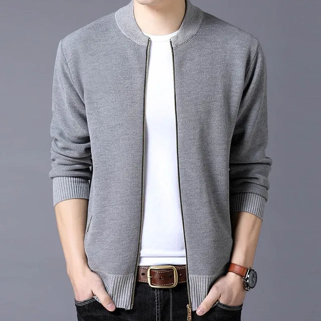 Casual Mandarin Collar Solid Color Zipper Jacket