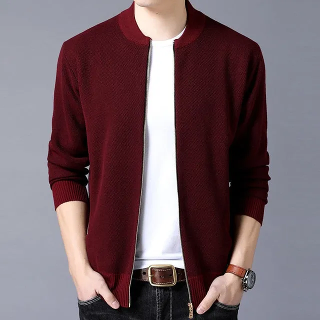 Casual Mandarin Collar Solid Color Zipper Jacket