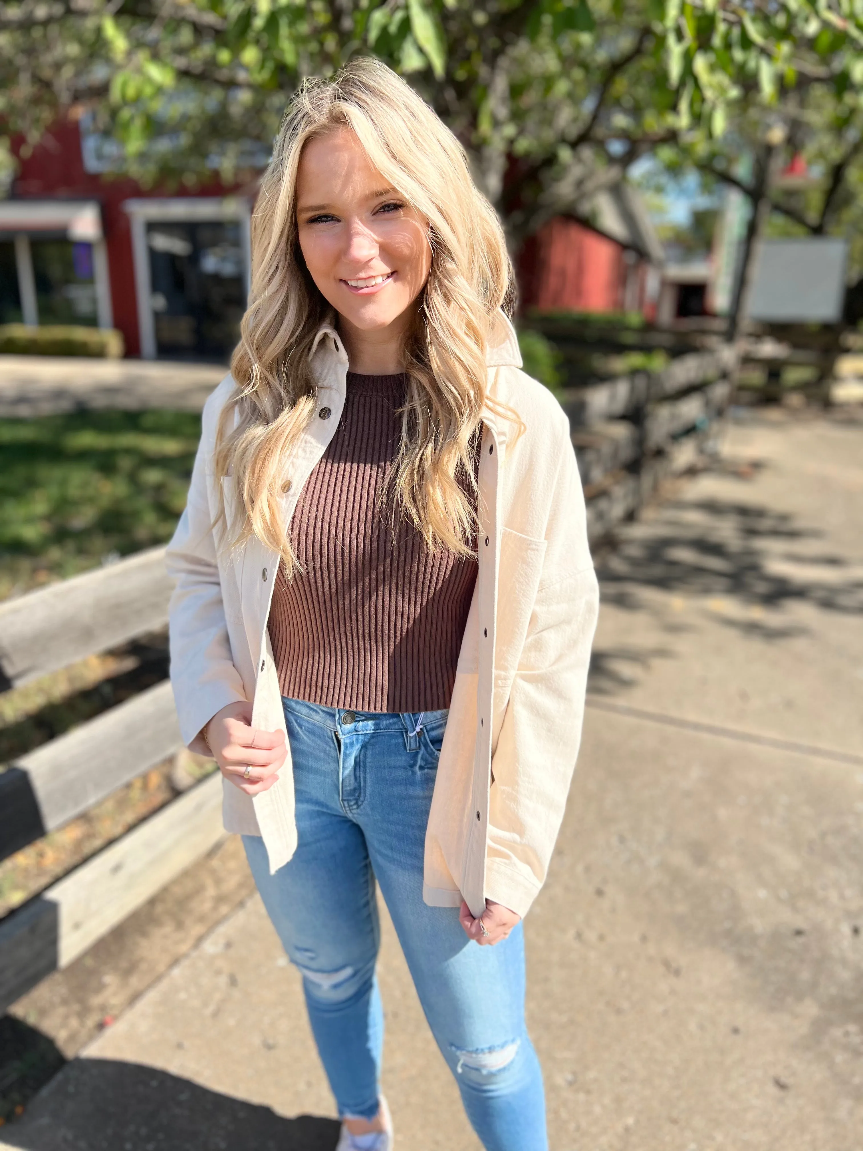 Change My Mind Knit Sweater Brown Crop Top