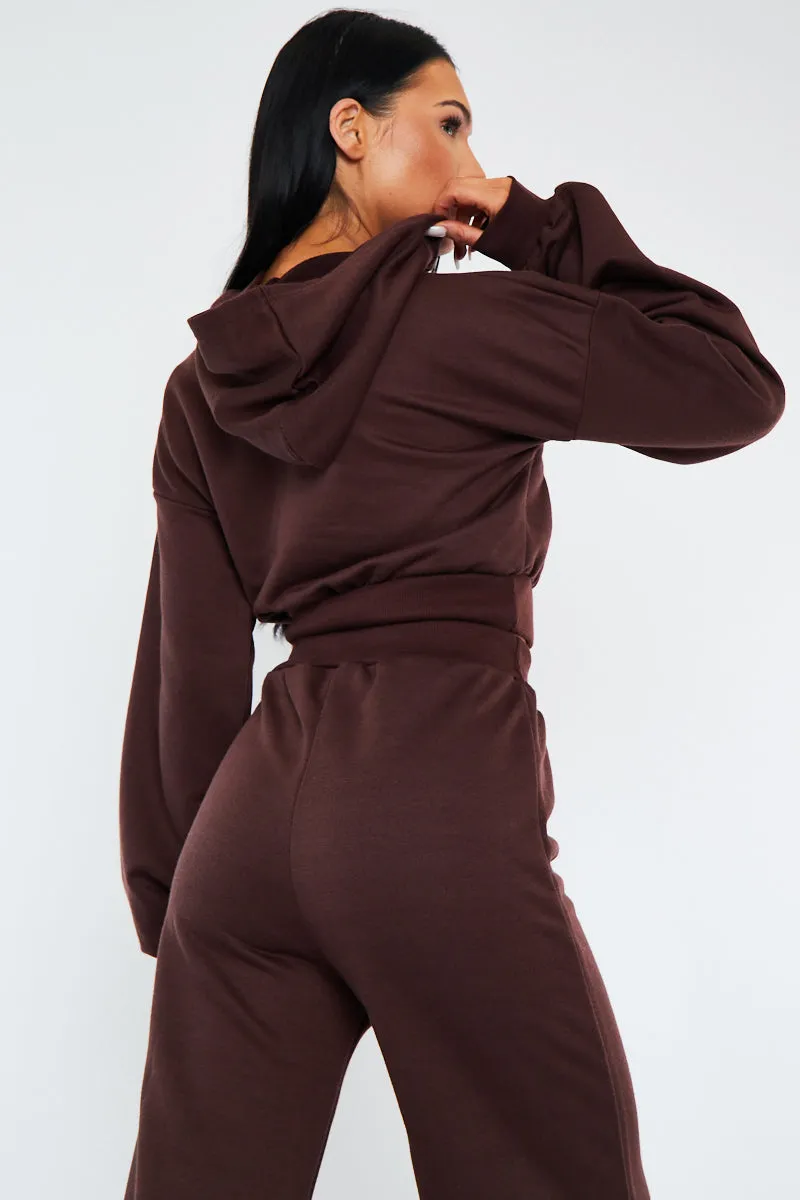 Chocolate Balloon Sleeve Cropped Hoodie - Heidi