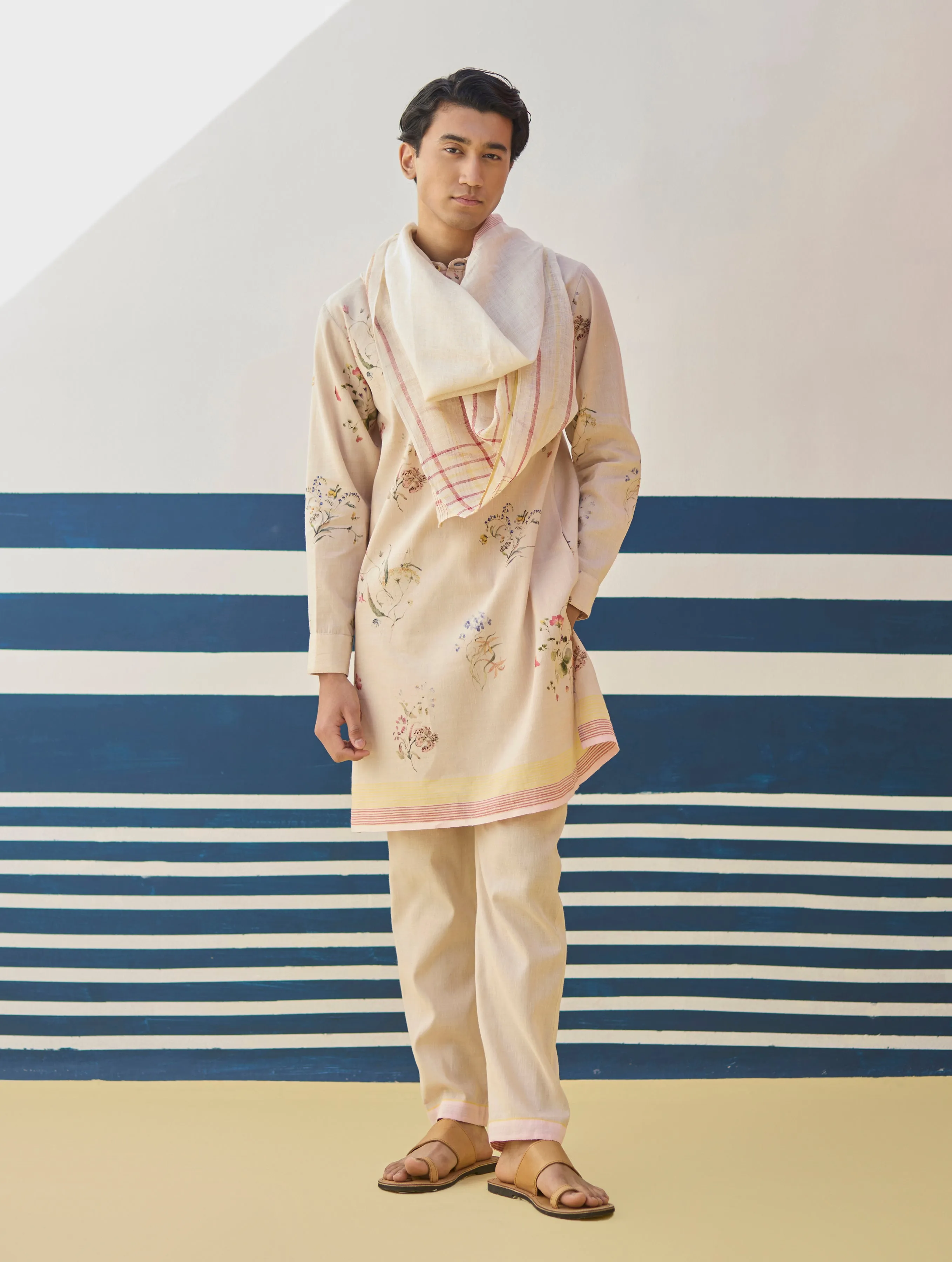 Ciro Floral Kurta Set - Sand