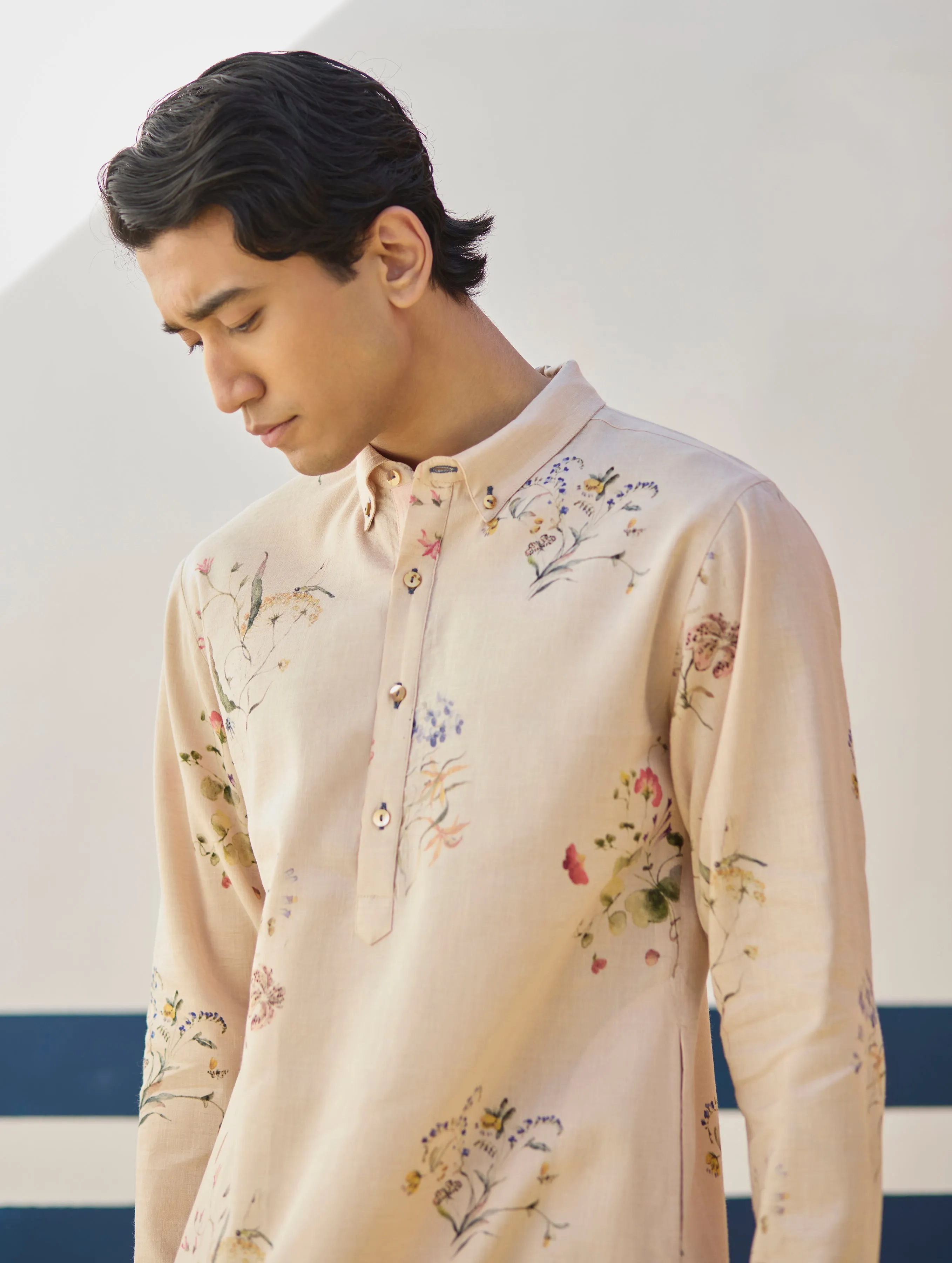 Ciro Floral Kurta Set - Sand