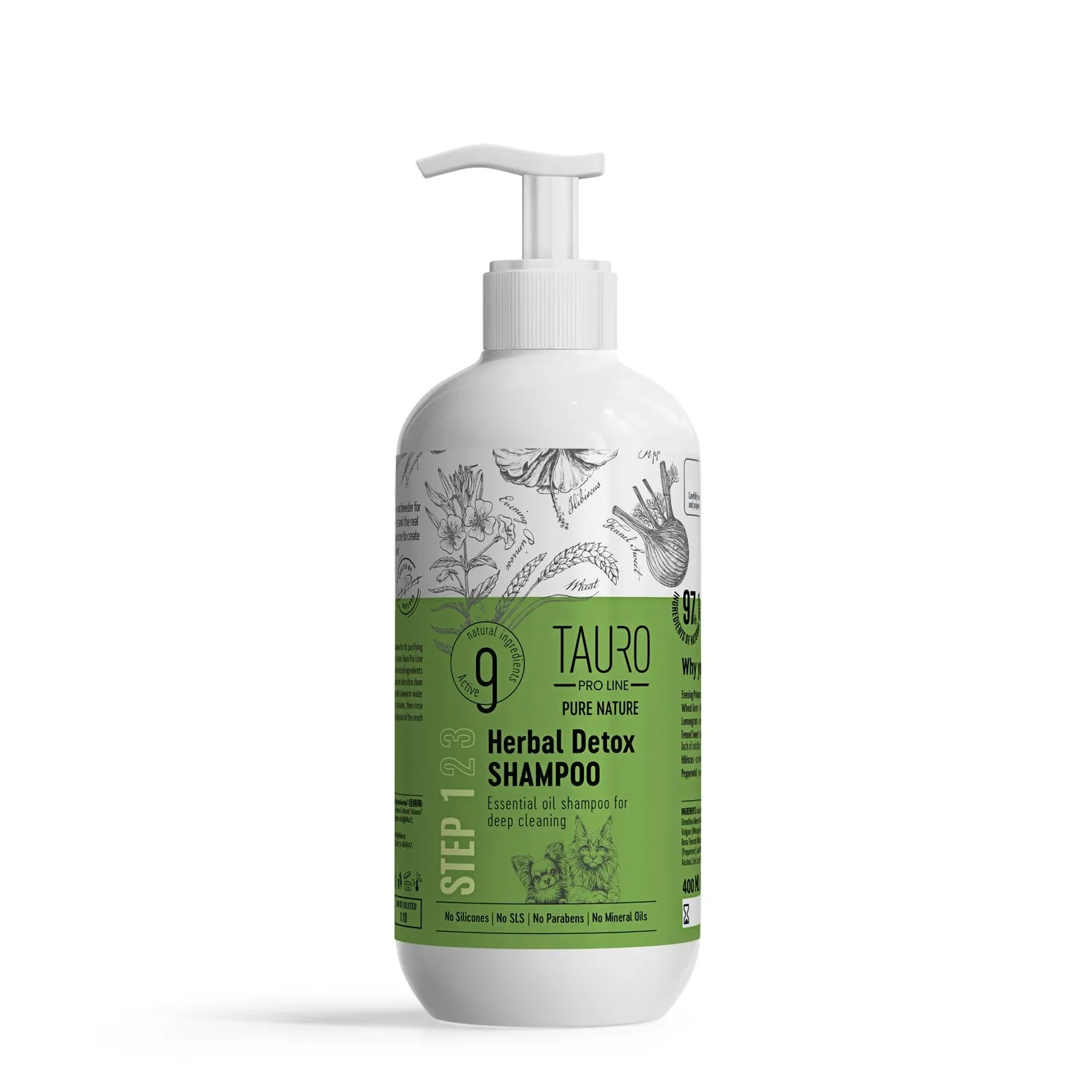 CLEARANCE Tauro Pro Line Pure Nature Herbal Detox Deep Cleansing Shampoo For Gentle Dog & Cat Coat Care With Essential Oils