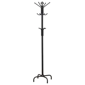 Collier - 12 Hook Freestanding Coat Rack Hat Hanger - Black