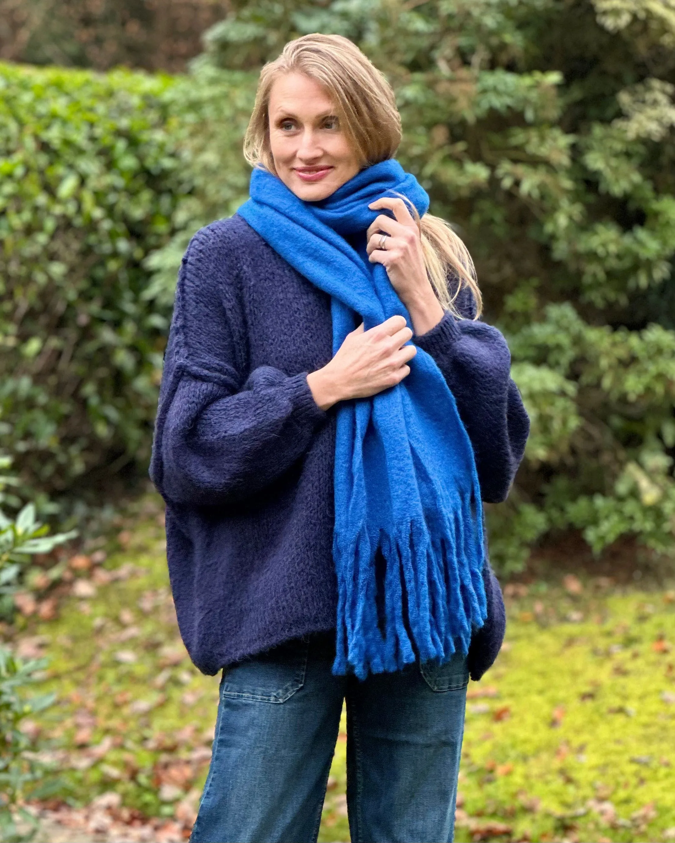 Cosy Plain Winter Scarf - Royal Blue