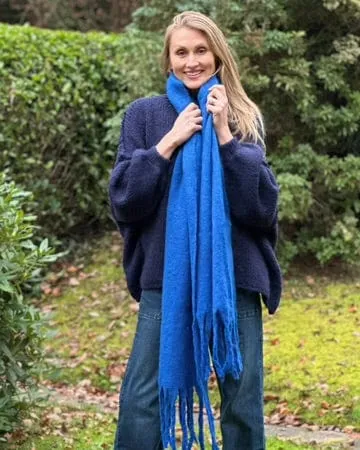 Cosy Plain Winter Scarf - Royal Blue