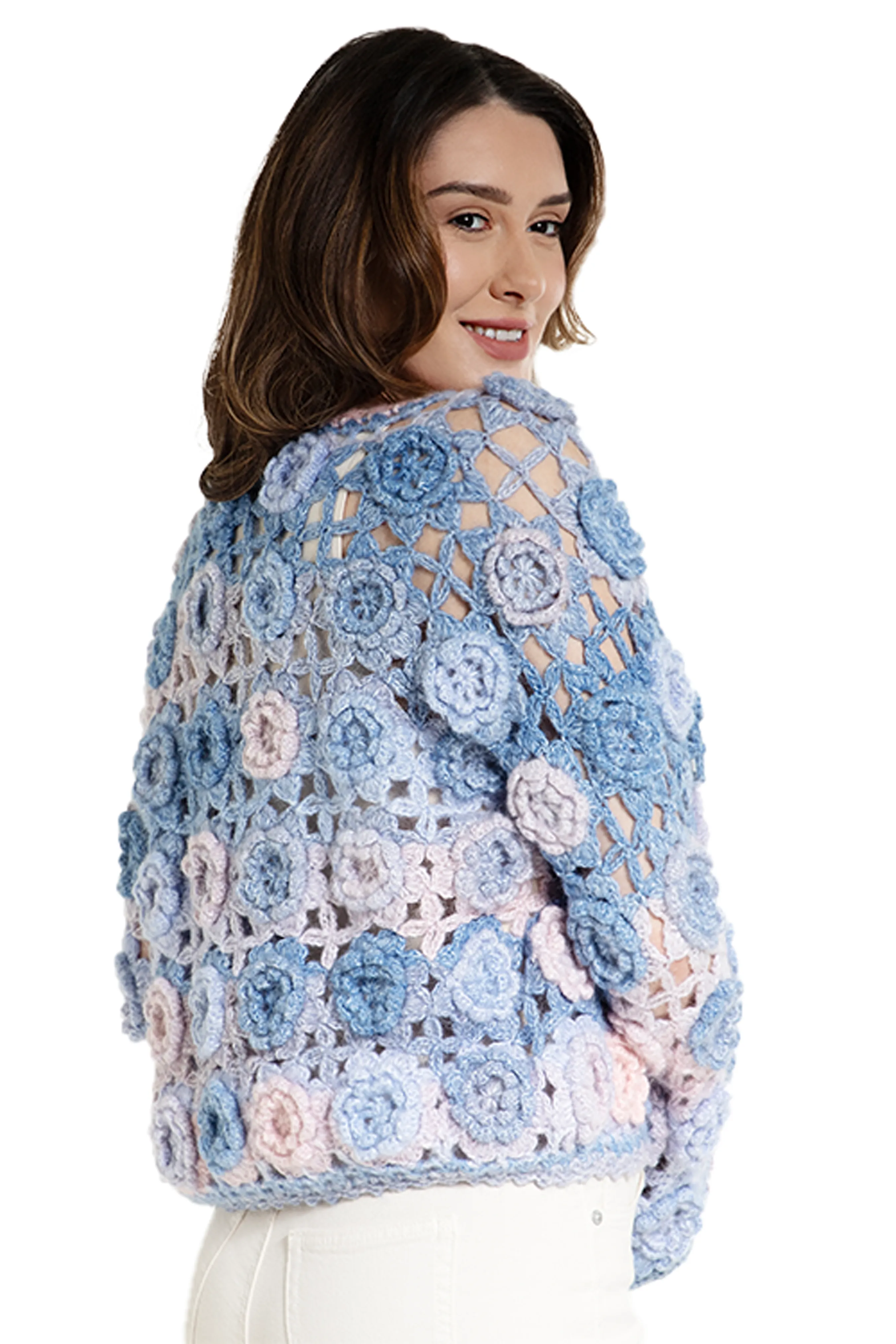 Crochet Floral Pattern Cardigan