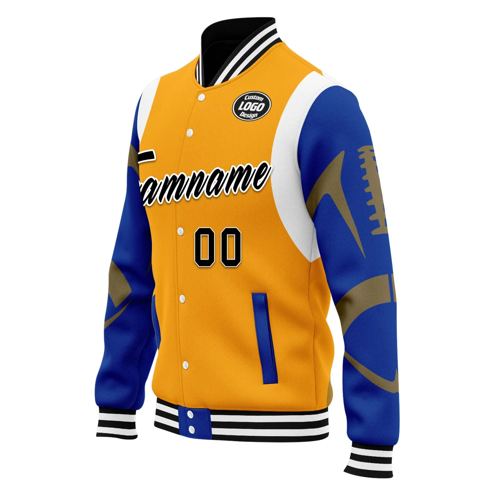 Custom Yellow Los Angeles Jacket Bomber Full-Snap Varsity Letterman Personalized Jacket FZ005-D025004-14