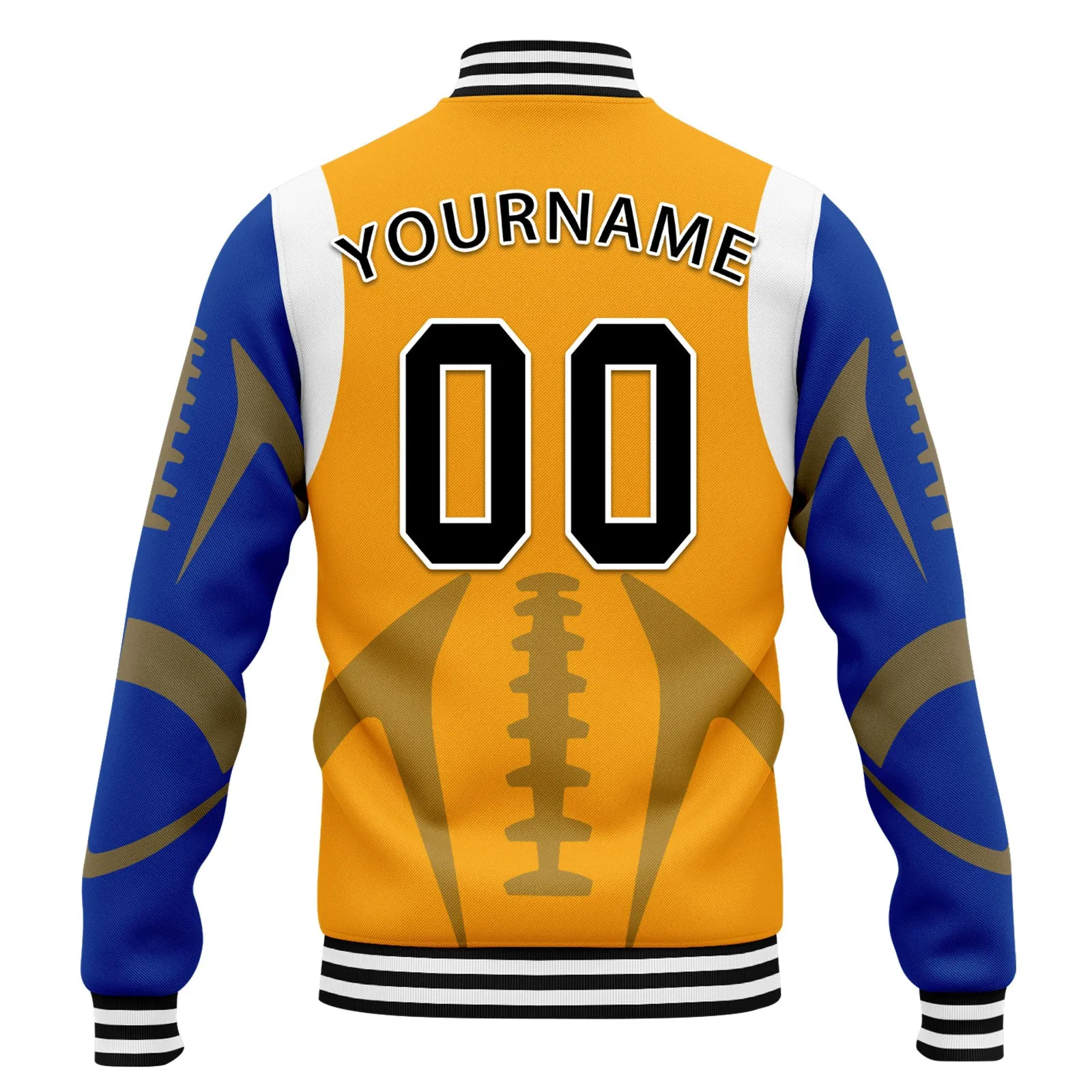 Custom Yellow Los Angeles Jacket Bomber Full-Snap Varsity Letterman Personalized Jacket FZ005-D025004-14