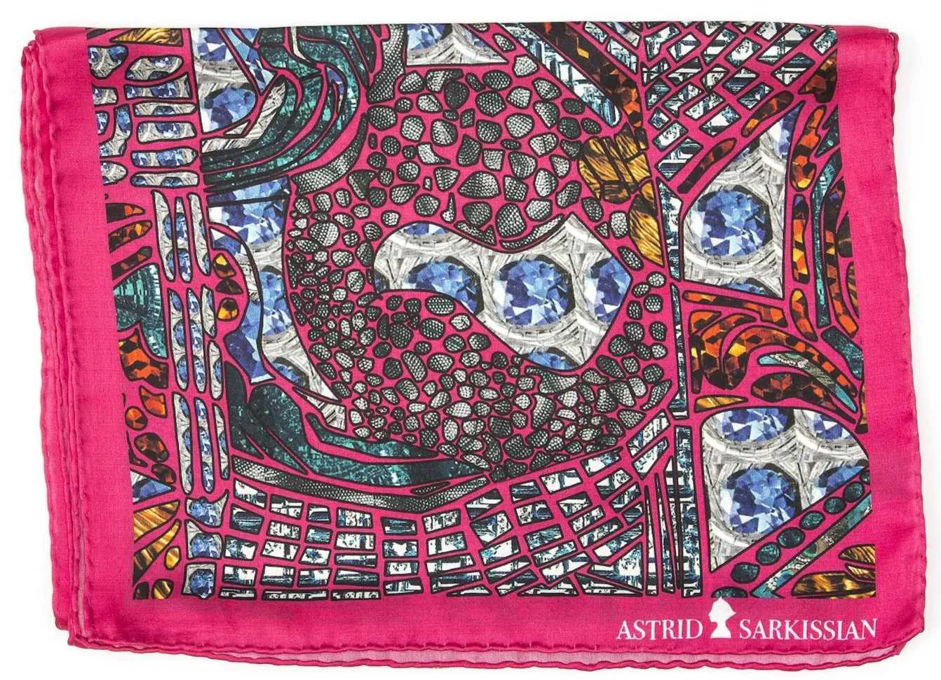 Death's Head Pink Long Silk Scarf