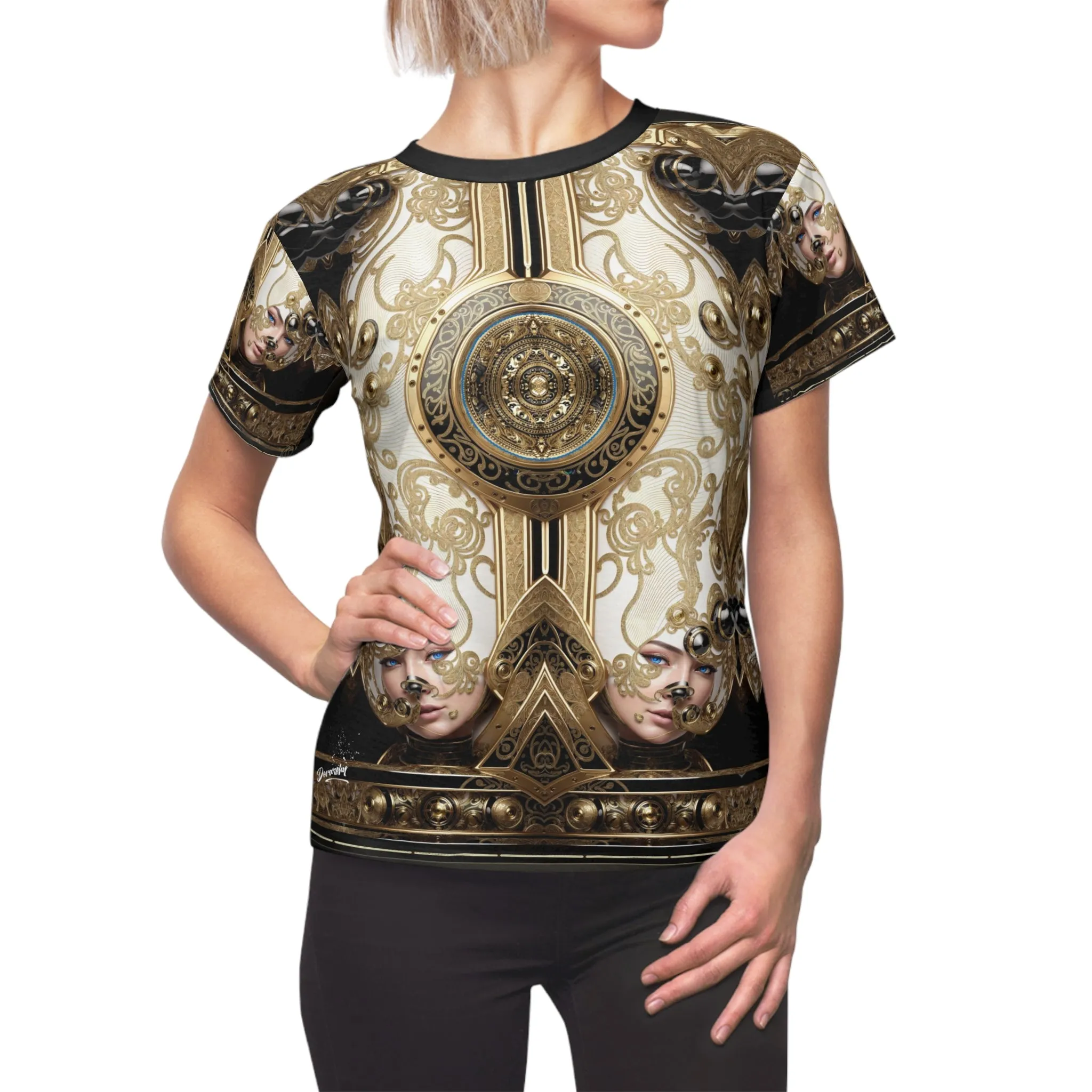 Decorative Gold Unisex Tee All over Print T-Shirt Baroque Tee Unisex T-Shirt Gold Emblem Tee | D20206