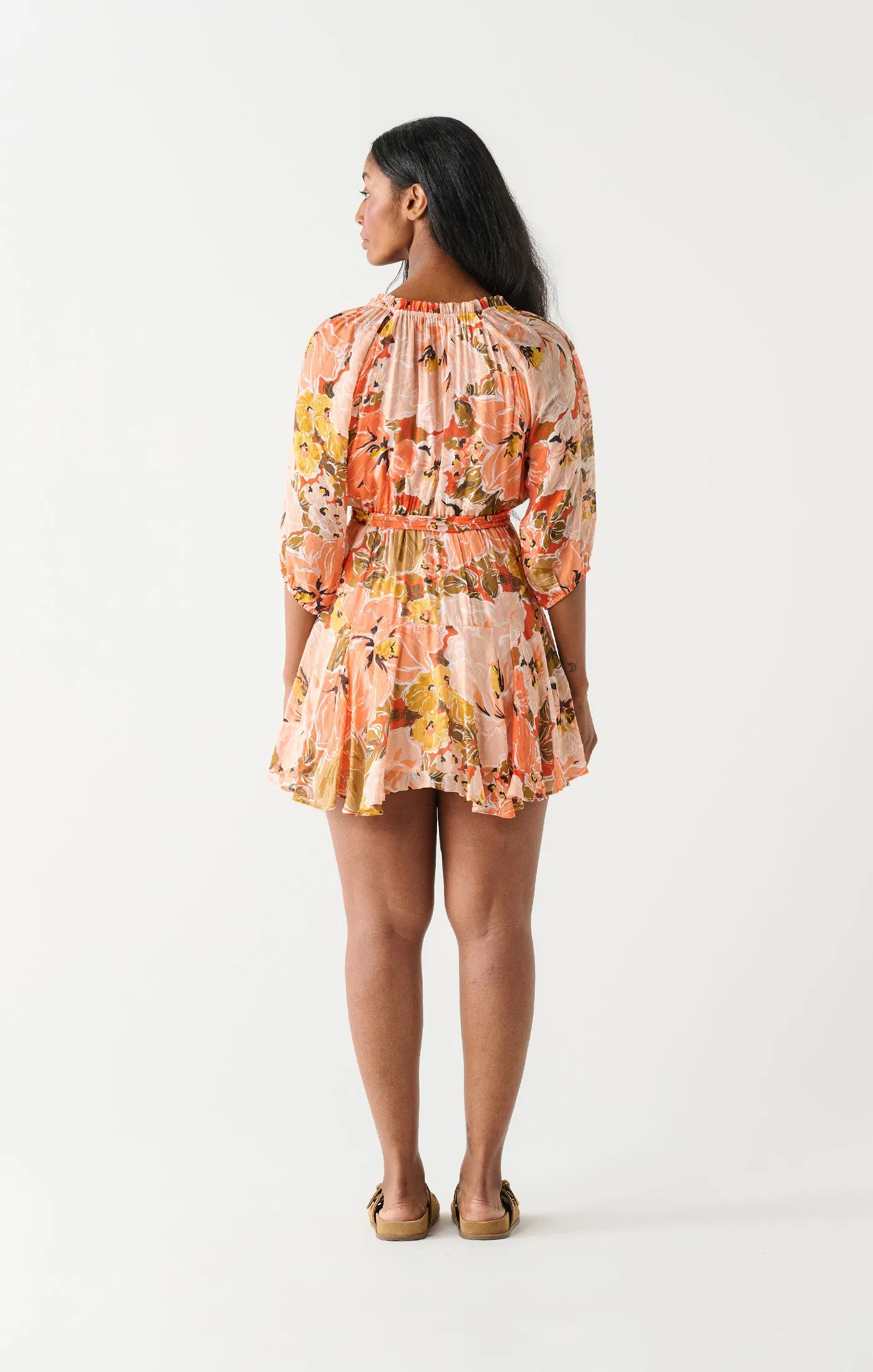 Dex Ophelia Puff Sleeve Belted Mini Dress