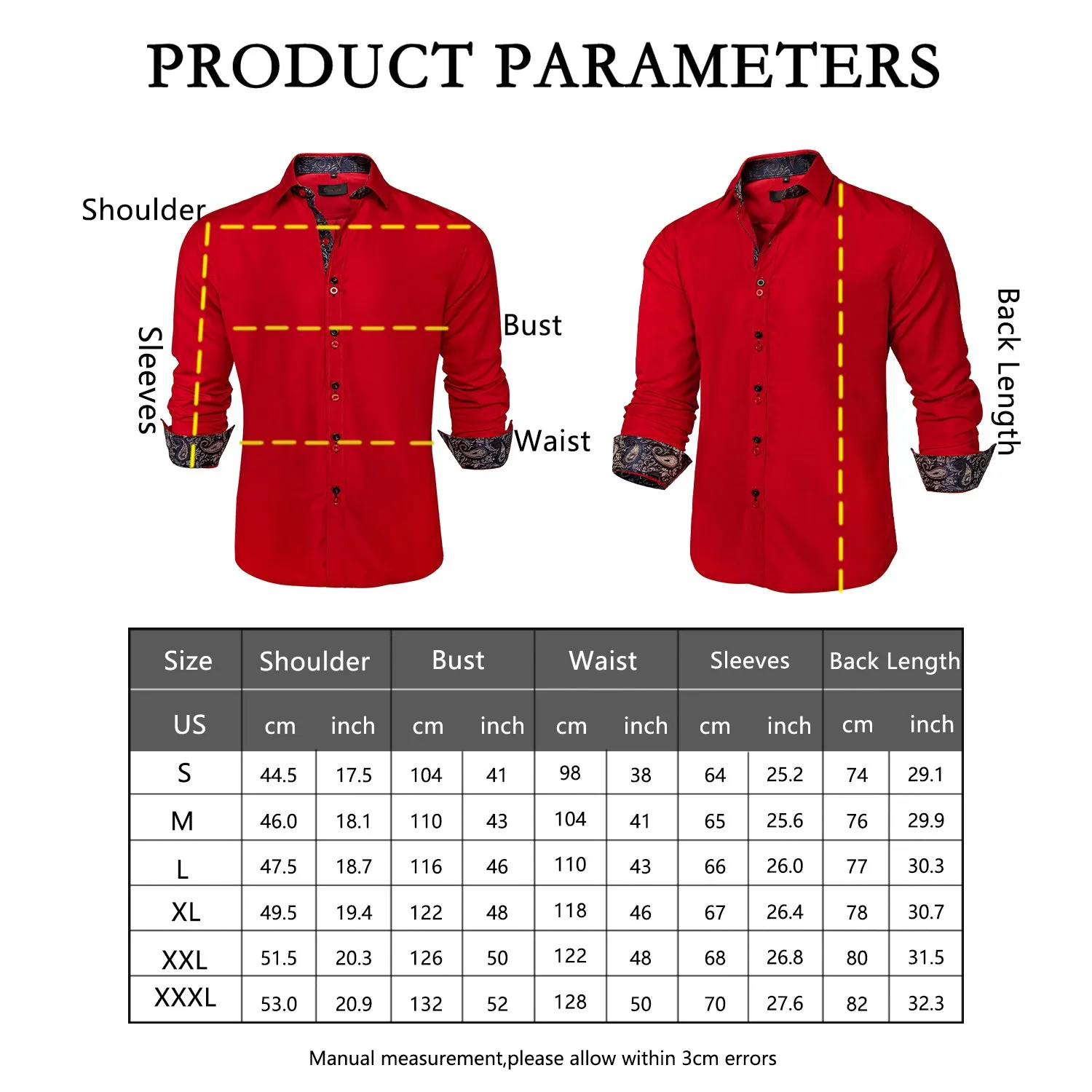 DiBanGu Dress Shirt Red Solid Long Sleeve Splicing Casual Mens Shirt