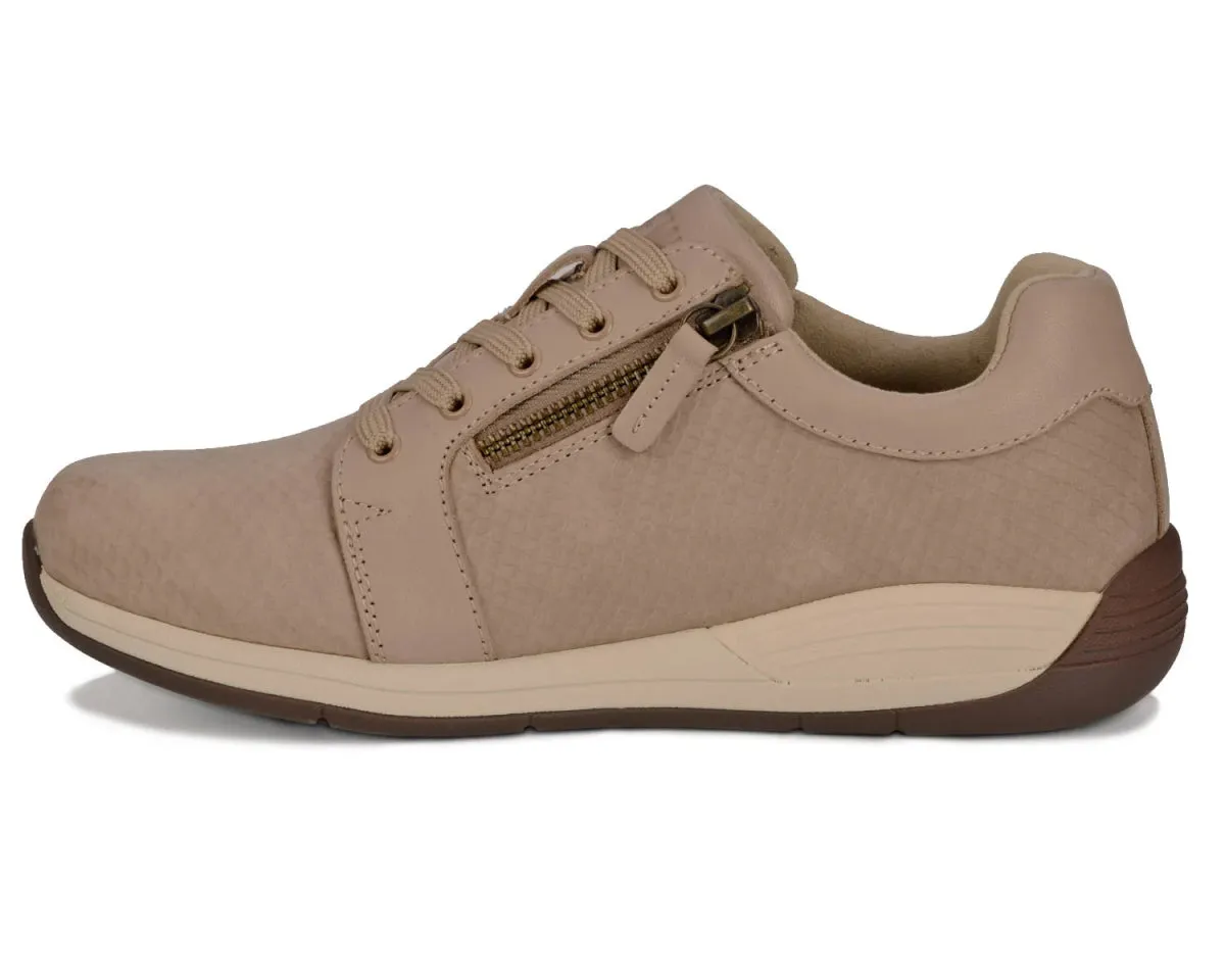 Drew Tally Women's Laces 2 Zippers Shoe In Taupe Combo