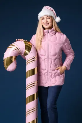 Elastic Sleeve Quilt Jacket-Pink