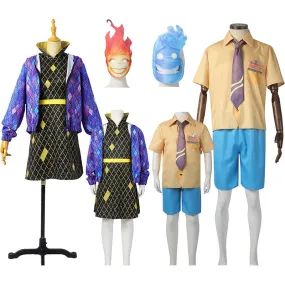 Elemental Cosplay Costume Ember Dress Coat Wade Shirt Pants Tie Halloween Party Suit