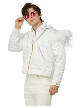 Elton John Feather Jacket Quilted Jacket with Feather Shoulders