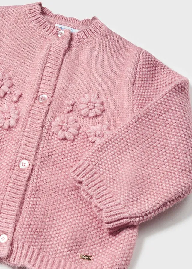 Embroidered Knit Cardigan, Rose, 2314