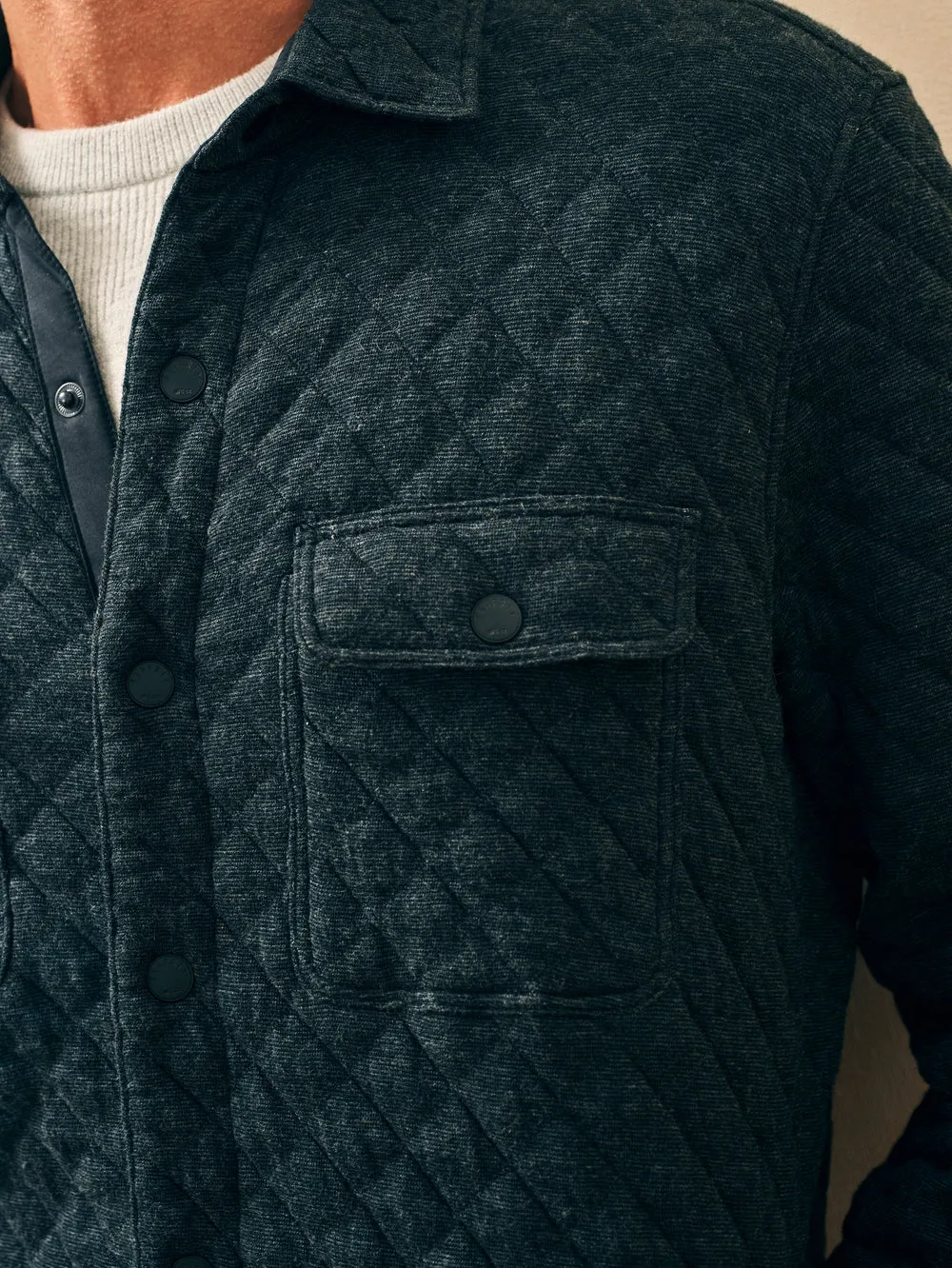 Faherty Epic Quilted Fleece CPO in Black Heather