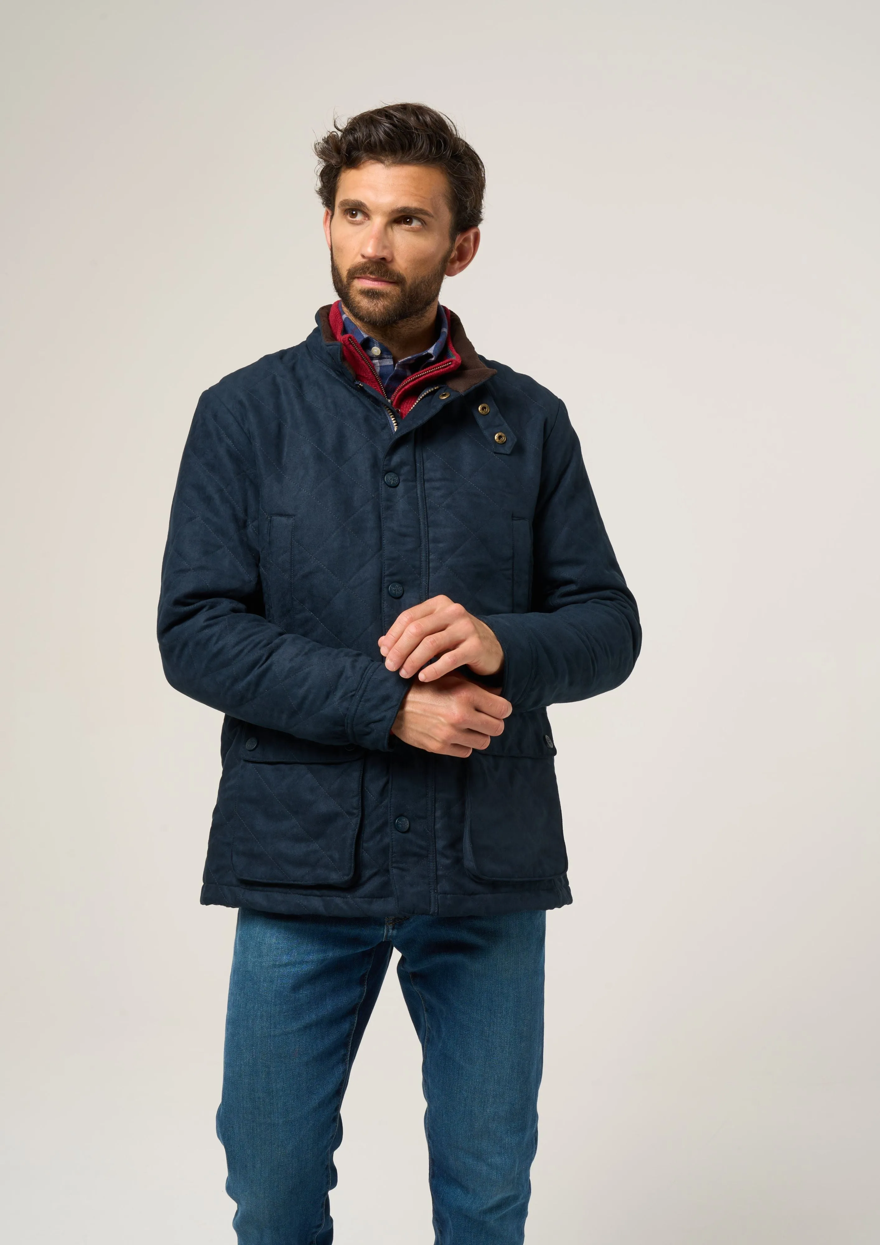 Felwell Men's Quilted Jacket In Dark Navy - Regular Fit