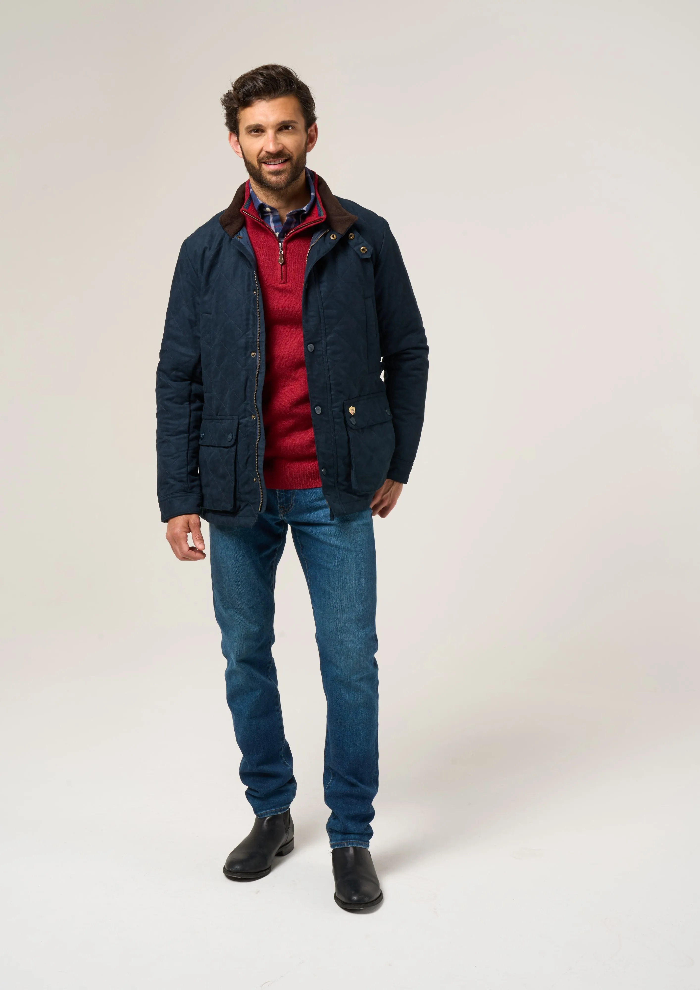 Felwell Men's Quilted Jacket In Dark Navy - Regular Fit