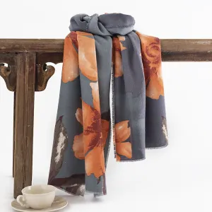 FH23-5287 Flowers printed winter scarf