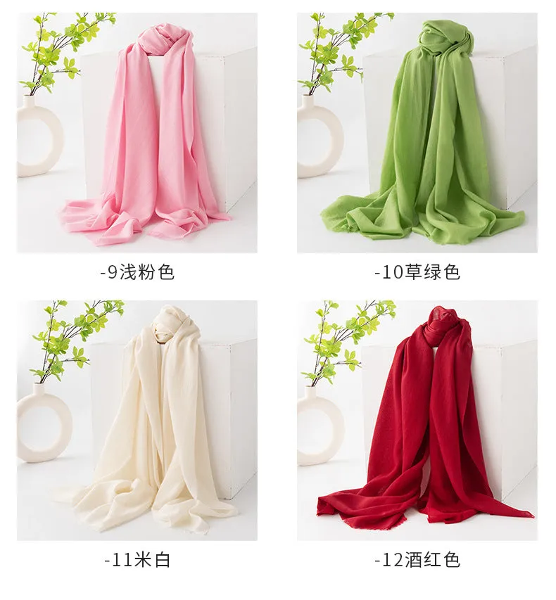 FHY24-7010 Solid color wool scarf hijab plain hijab/tudung winter scarf