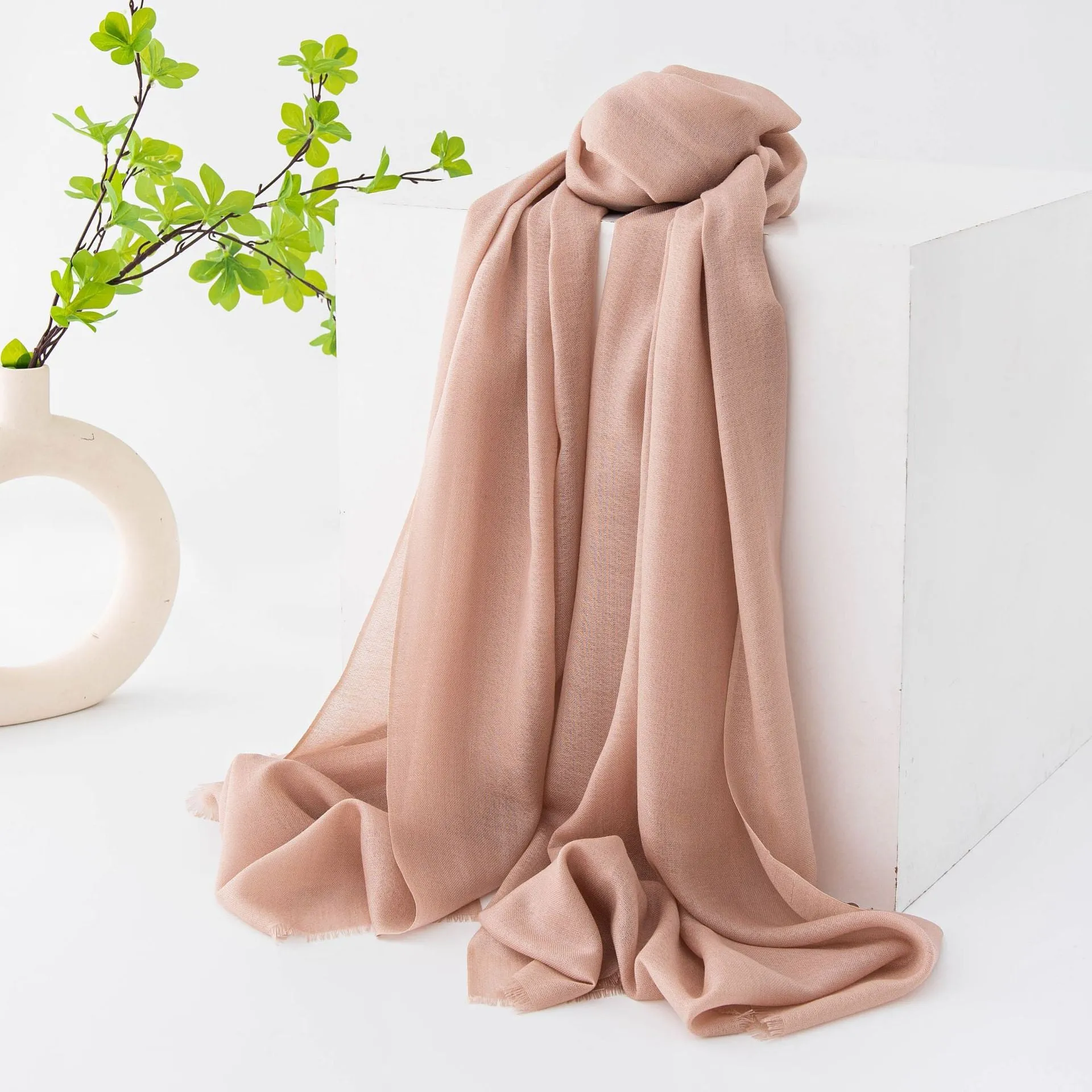 FHY24-7010 Solid color wool scarf hijab plain hijab/tudung winter scarf