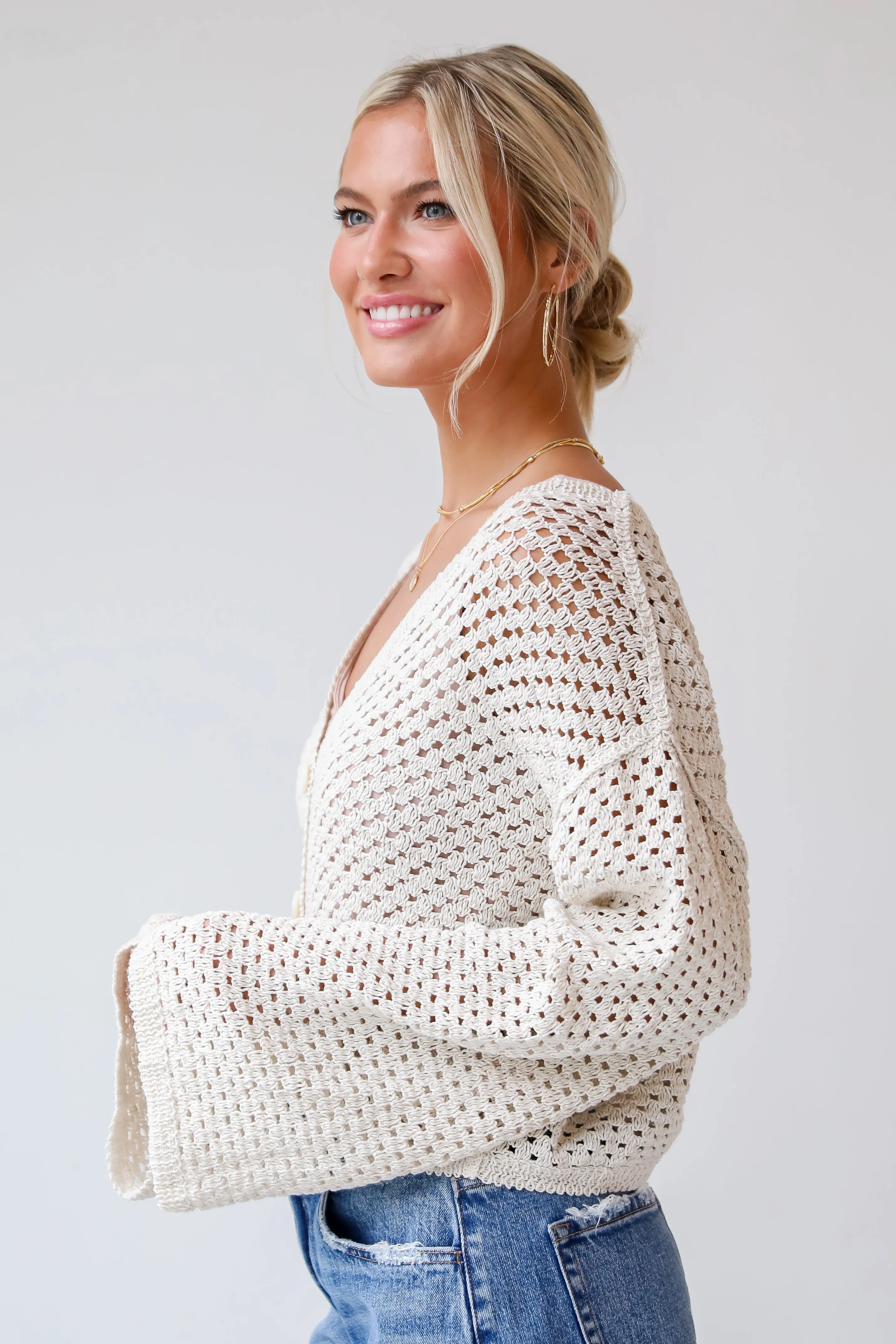 FINAL SALE - Perfect Fate Natural Crochet Knit Top