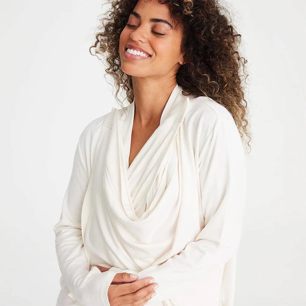 Front Magnetic Drape Cardigan, Egret