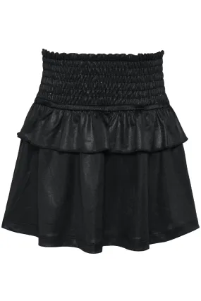 GBY Girls Black Faux Leather Pleated Skirt