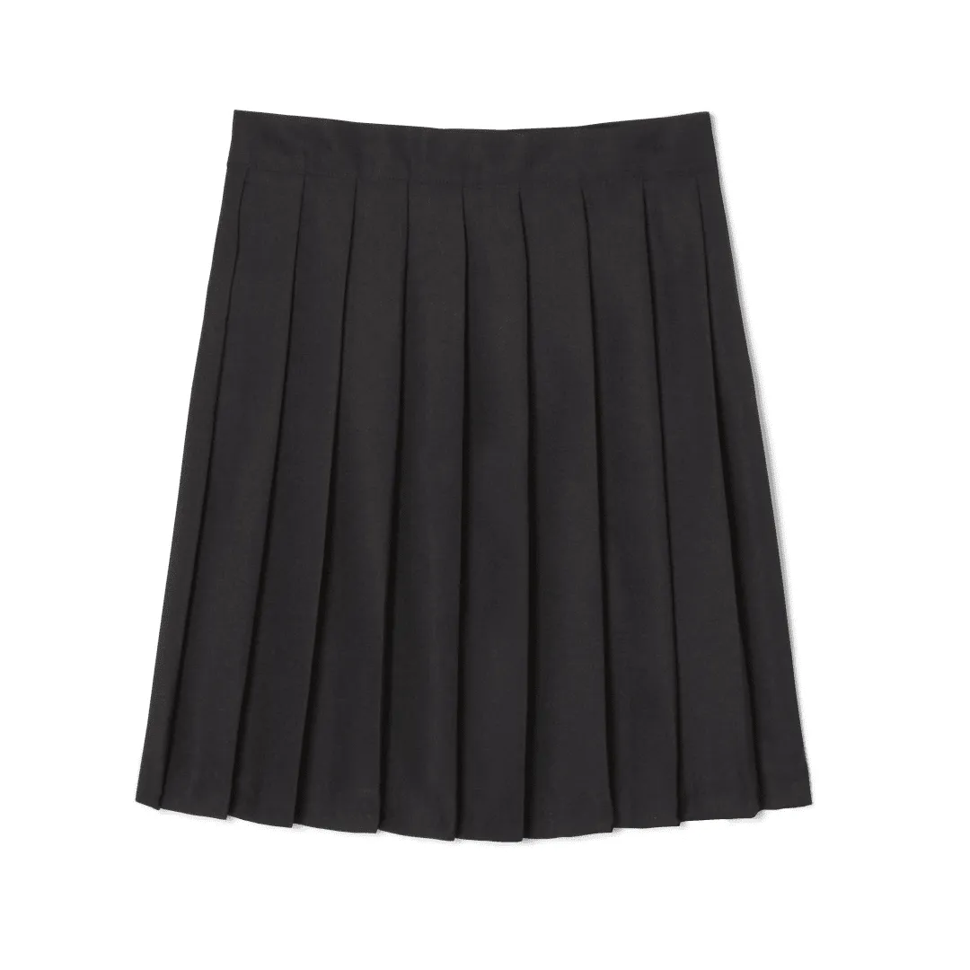 Girl's At The Knee Pleated Skirt - Plus Size - Black