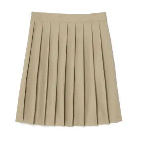 Girl's At the Knee Pleated Skirt - Plus Size - Khaki