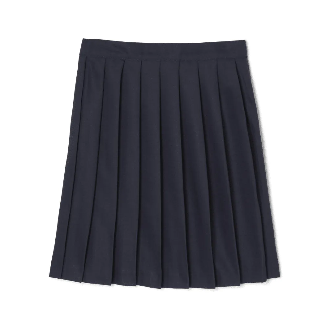 Girl's At The Knee Pleated Skirt - Plus Size - Navy