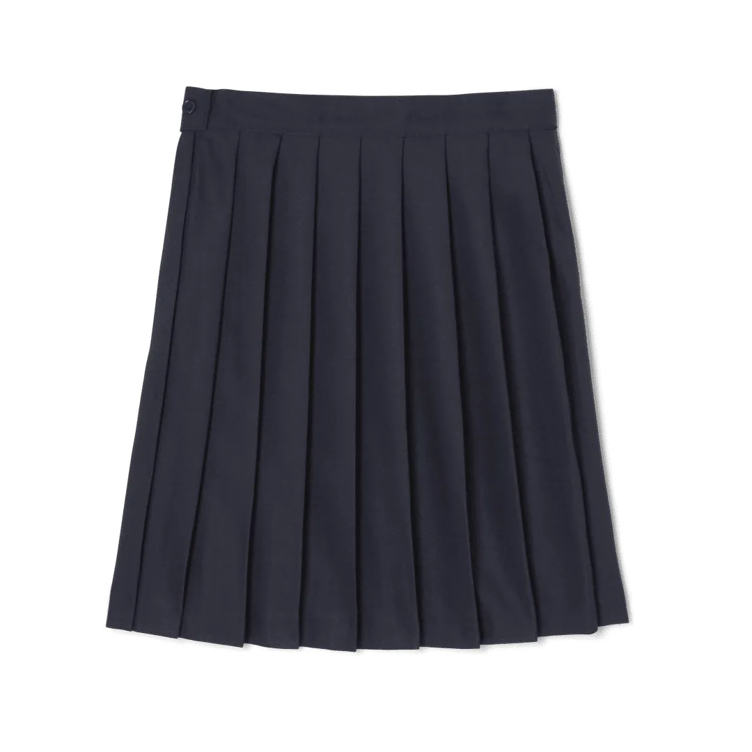 Girl's At The Knee Pleated Skirt - Plus Size - Navy