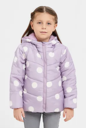 Girls Lilac Polka Padded Jacket