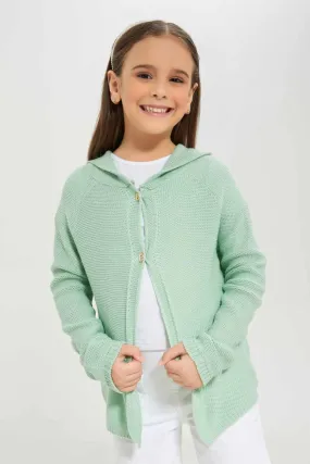 Girls Mint Hooded Cardigan