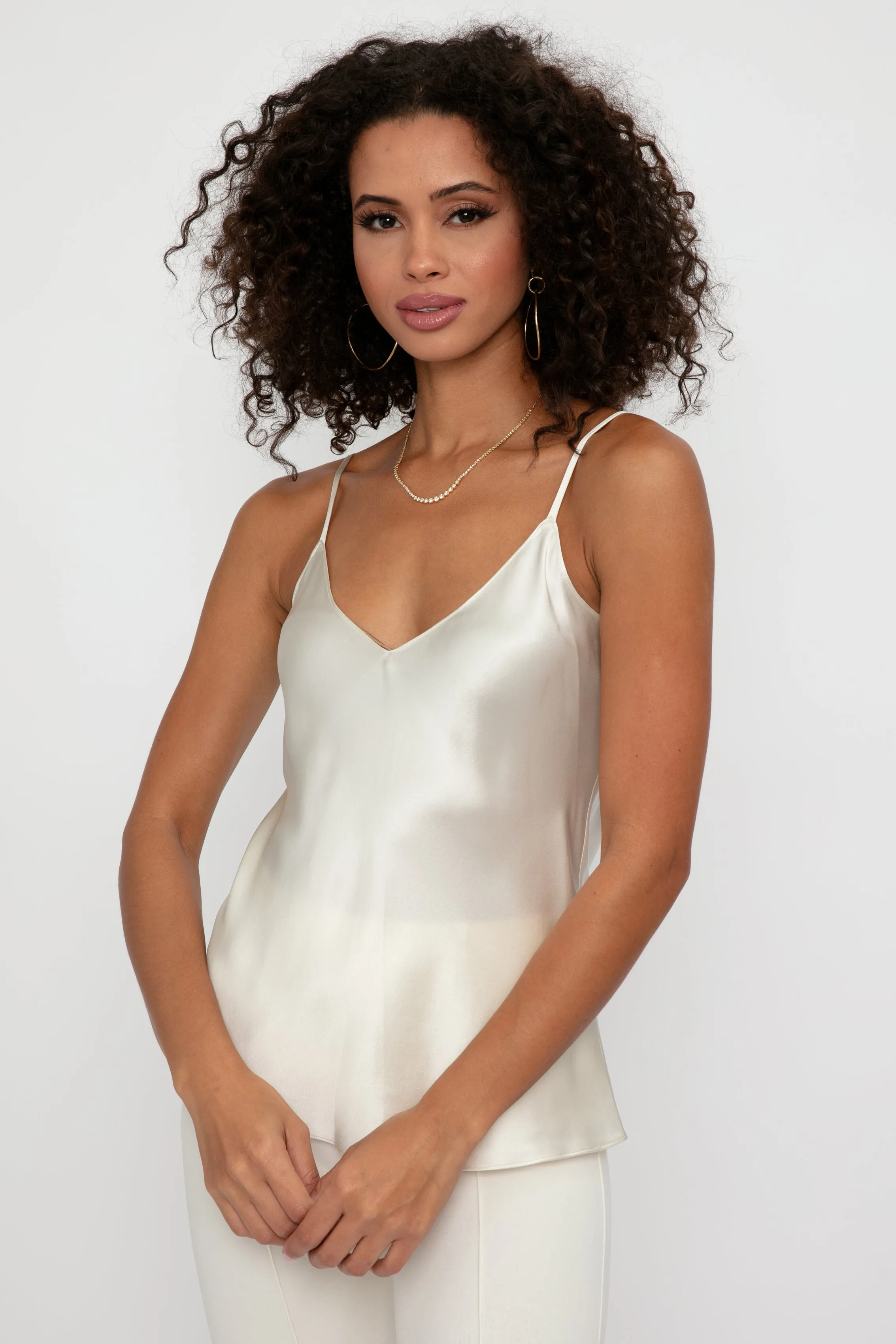 Gloria Silk Camisole in Gardenia